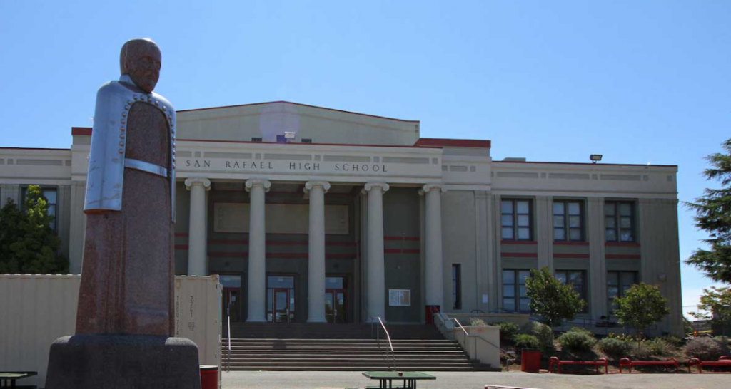Louis Pasteur Statue outside San Rafael High School